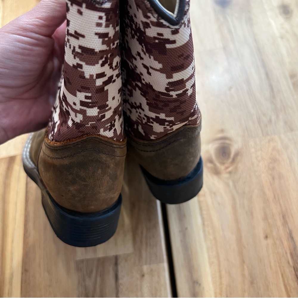 Old West Toddler Cowboy Boots Brown Leather & Camo – Size 5.5D - Picture 6 of 6